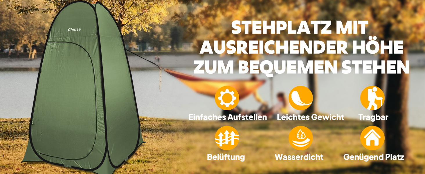 Зручне намет-роздягальня для кемпінгу та відпочинку на природі Chihee - розкладний туалет/душ, армійного кольору