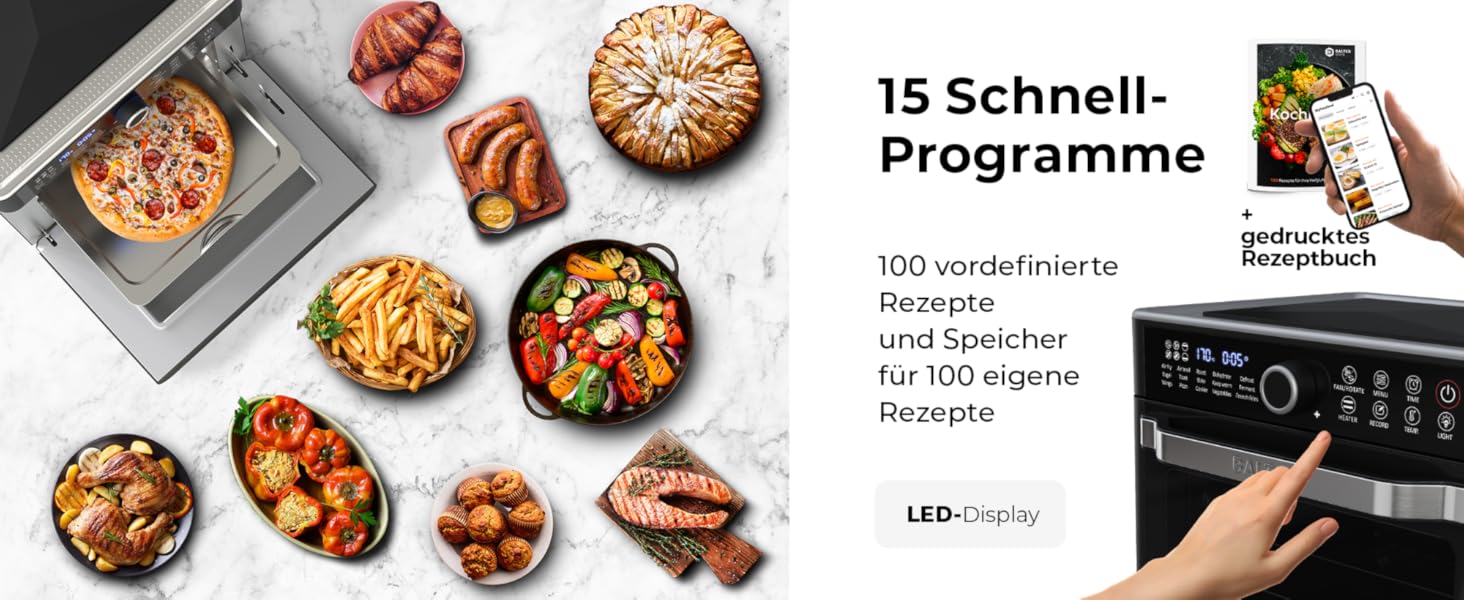 Фритюрниця аеро Balter HL-551T, 5.5 л, чорна, 12 програм, з вікном, 100 рецептів