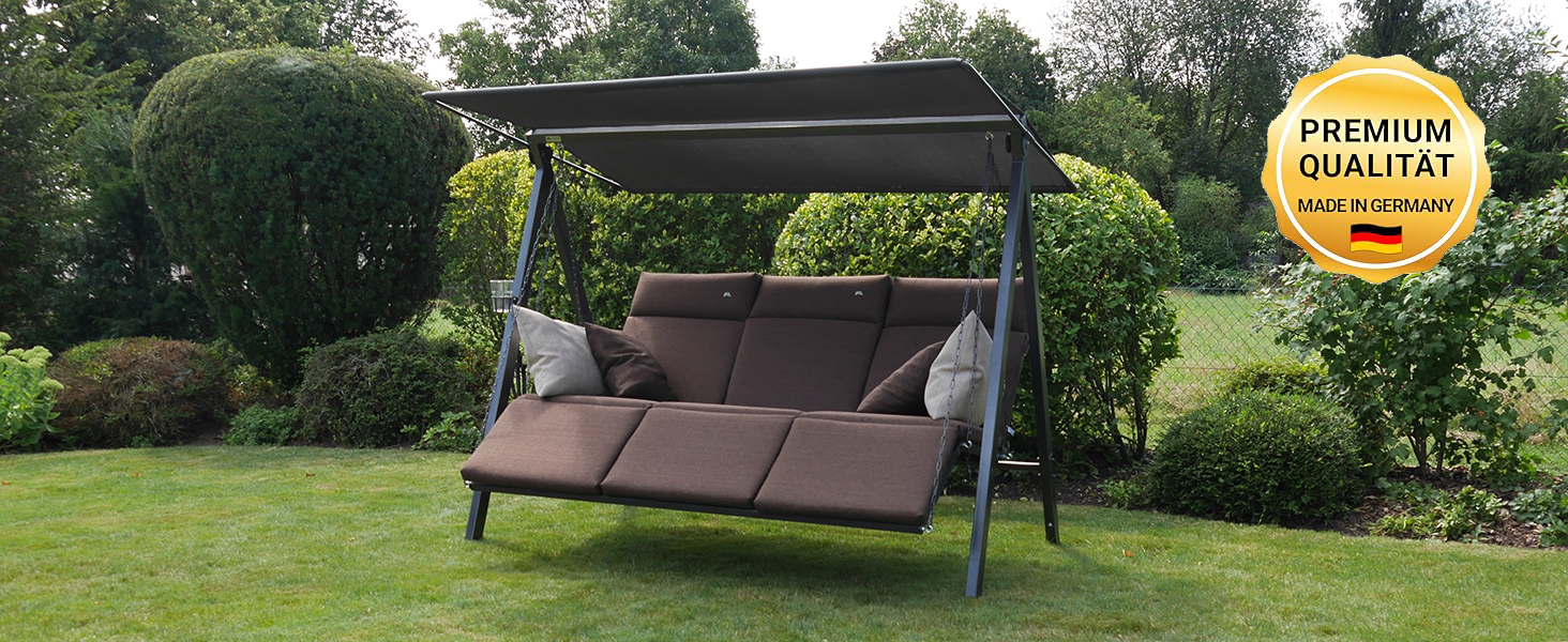 Гойдалка Анґерер Голлівуд Лаунж Смарт – зручна гойдалка для сидіння, відпочинку та сну, з функцією ліжка, легка збірка, Made in Germany, преміум-якість, бежева тканина