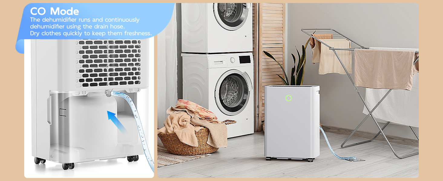 Електричний осушувач повітря 12л/24г з автоматичним та безперервним зливом (шланг у комплекті), для спалень та підвалів, LED-дисплей, тихий, з таймером