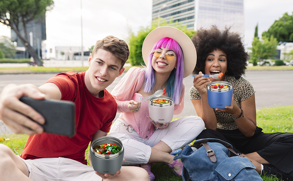 Термоконтейнер для їжі Itslife 970 мл, термоконтейнер з кришкою, з нержавіючої сталі з ложкою, термотермос для їжі, термоланчбокс для супів, дитячого харчування, каші (зелений)