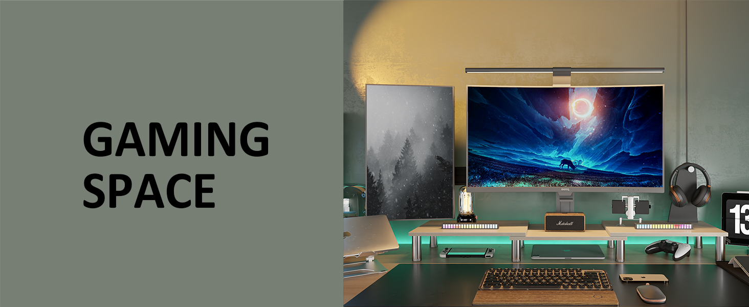 Підставка для двох моніторів AX Waber Dual Monitor Riser, регульована довжина та кут нахилу, дерев'яна підставка з місцем для зберігання, біла