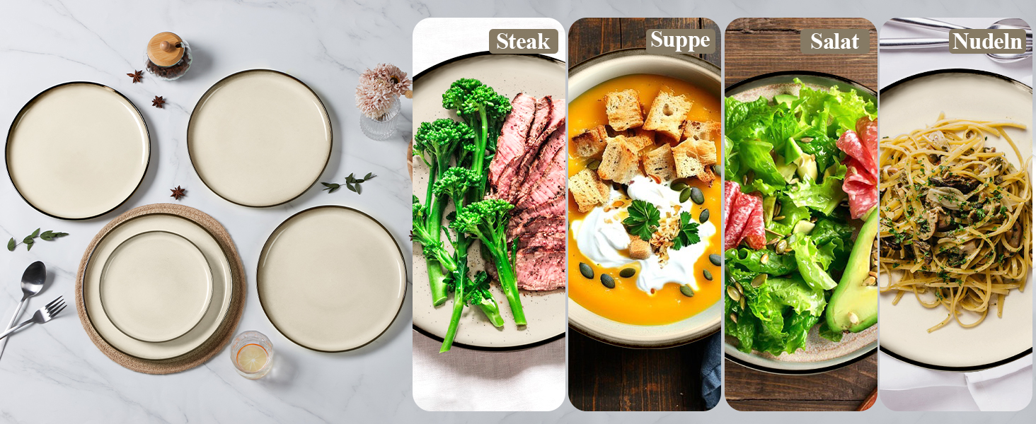 Набір посуду Joyfair на 6 осіб, 18 предметів, кераміка, рифлений хакі. Тарілки обідні, десертні, миски для сніданку. Підходить для мікрохвильовки та посудомийної машини