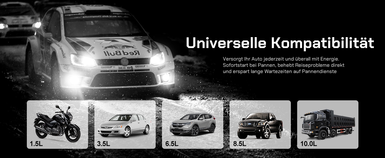 Powerbank Starthilfe 7000A: Автомобільний пусковий пристрій для 12V авто, бензин та дизель (до 12.0L), з LED ліхтариком та USB зарядкою