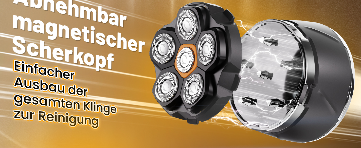 Машинка для гоління голови Glatzen 2026 IPX8, 6D, USB-C, дисплей LED, вологостійка, для сухого та вологого гоління, сіра