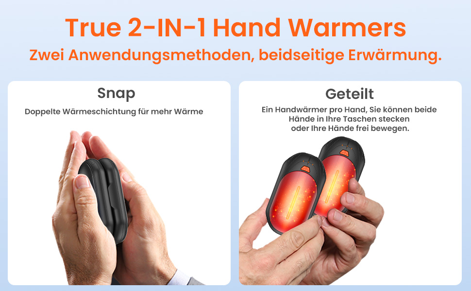 Електричні грілки для рук USB, 2 шт. - багаторазові, 3 режими нагріву, 20 годин роботи, для кемпінгу та активного відпочинку. Чорний колір.