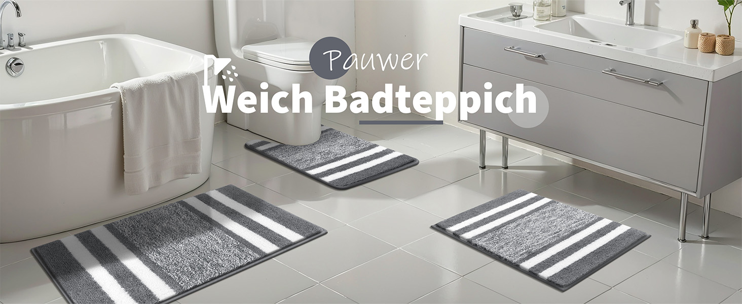 Набір килимків для ванної кімнати Pauwer, 2 шт., водопоглинаючі, антиковзаючі, машинне прання, 50x80 + 50x60 см, темно-сірий