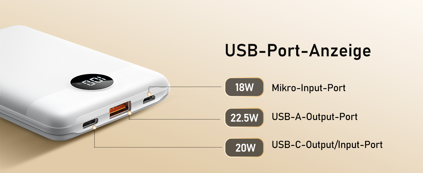 Зовнішній акумулятор Power Bank 10000mAh VEEKTOMX 22.5W Mini PD3.0 QC3.0 USB C для iPhone/Samsung тощо (білий)