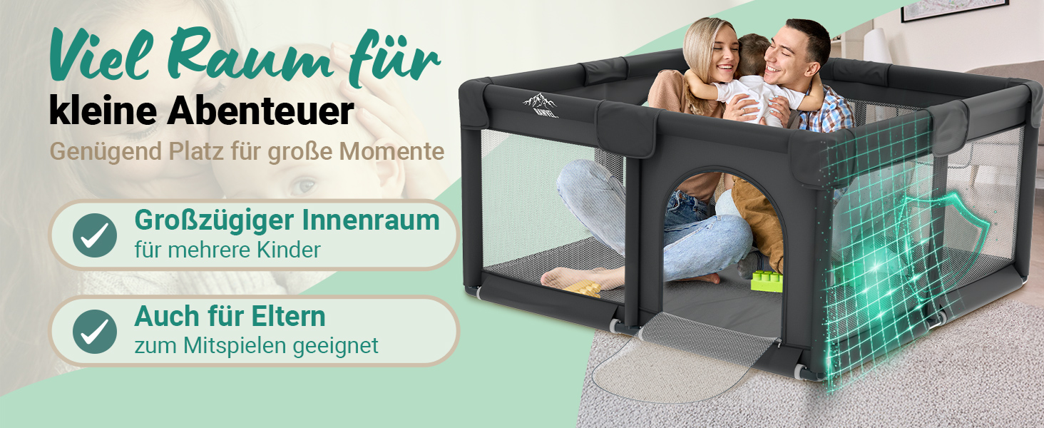 Дитячий манеж Laufstall – [НОВИНКА 2025] – Дитячий манеж, ігровий майданчик, огорожа для дитини, манеж для дітей, Play Pen – [Перевірено в лабораторії] – Дихаючий матеріал, повністю оббитий - 130x130 см
