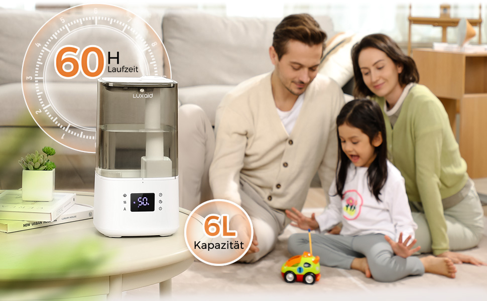 Зволожувач повітря Luxaid HU-802 4.5л з пультом, гігростатом та таймером для спальні та великих приміщень. Тихий зволожувач для дитячої кімнати.