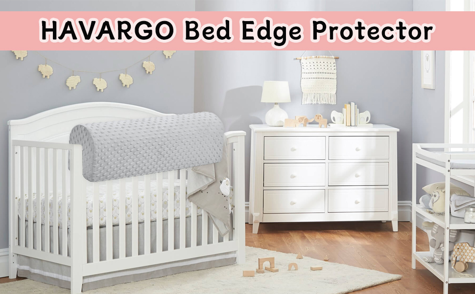 Захист для ліжечка HAVARGO для дітей, бортик-пом'якшувач на раму ліжка 70 см, білий, знімний чохол