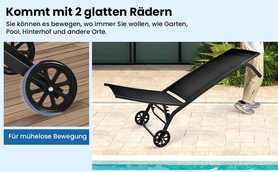 Шезлонг для саду та відпочинку COSTWAY з регульованою спинкою та тканиною, що швидко сохне, коричневий, до 150 кг