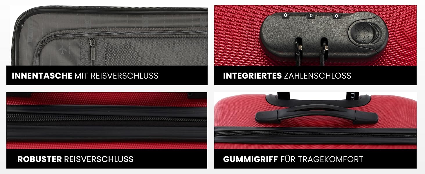 Валіза на колесах WITTCHEN Globe Line, ручна поклажа, ABS, кодовий замок, 25 x 33 x 33 x 16,5 см, червоний (Lufthansa/Eurowings/Ryanair/Condor/Discover Airlines)