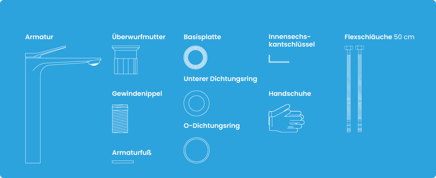 Чорний матовий змішувач для умивальника Bächlein Aldeya - набір для монтажу, сучасний дизайн