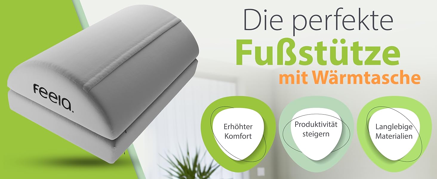 Підставка для ніг під стіл Feela® – ергономічна підставка для ніг, footrest, foot rest для комфорту. Без термосумки (з термосумкою, срібна)