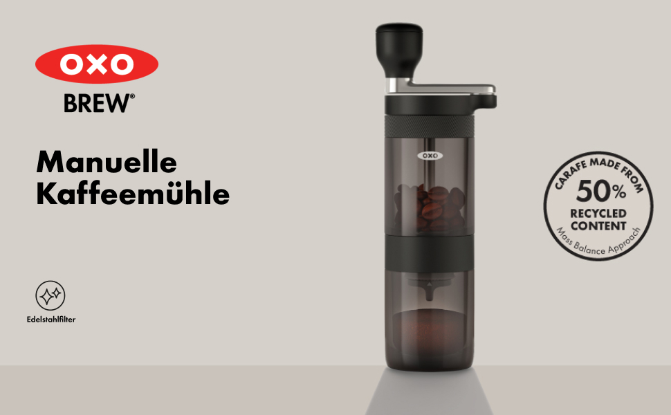 Кавомолка ручна OXO Brew з конічними жорнами з нержавіючої сталі, 40 ступенів помелу, компактна, портативна