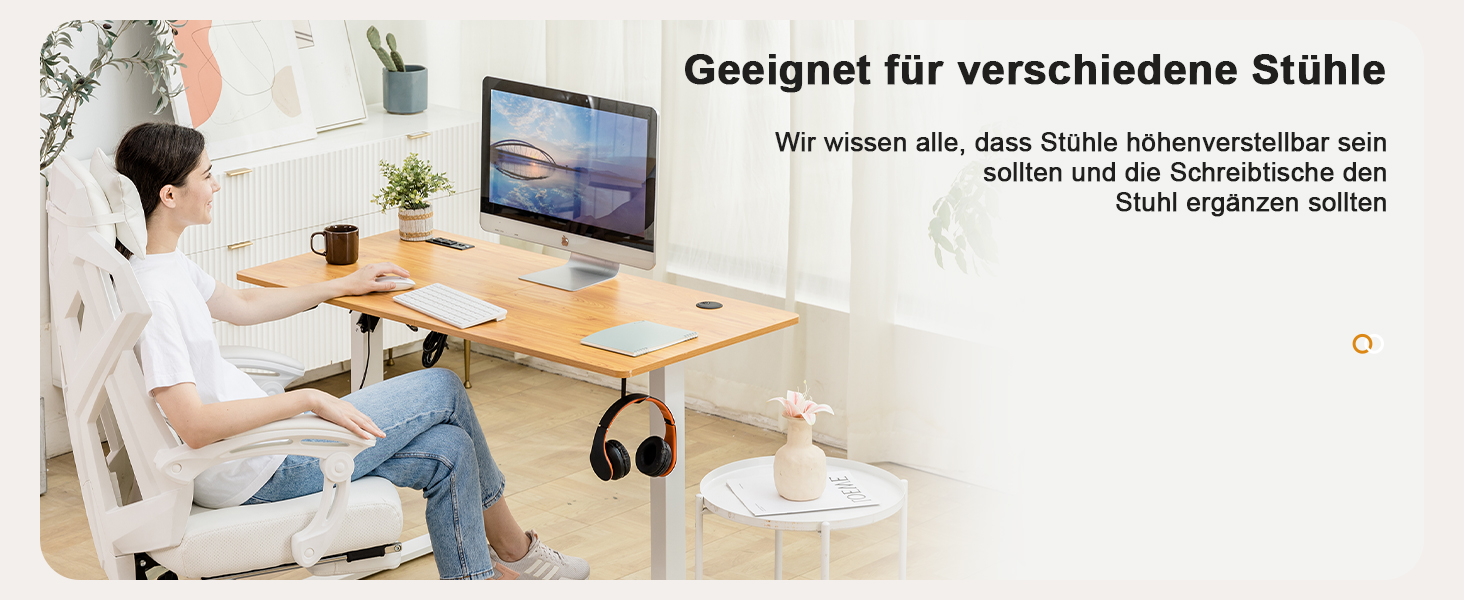 COMHOMA Стол для роботи з регулюванням висоти 160x70 см з USB-роз'ємом та гачками, Електричний стіл для комп'ютера, Стол для стоячи-сидячи, коричневий