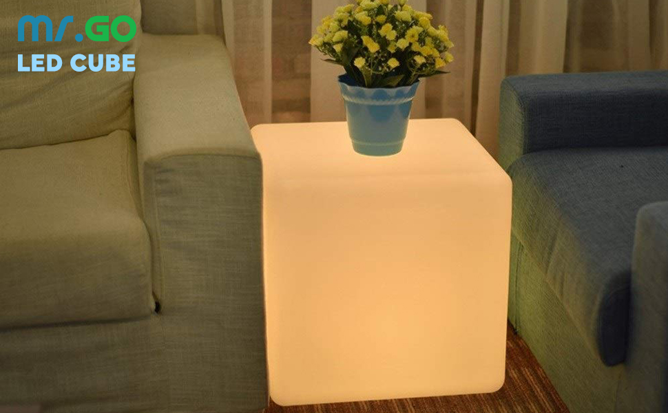 Світлодіодний куб-пуф Mr.Go 30x30x30 см RGB з пультом, акумуляторний, водонепроникний, для дому, спальні, басейну, вечірок