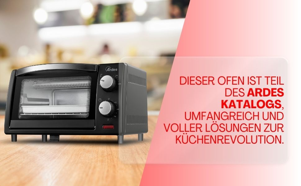 Електричний міні-пекар ARDES Magnus AR6226S: 25 л, 6 функцій, внутрішнє освітлення, таймер, аксесуари