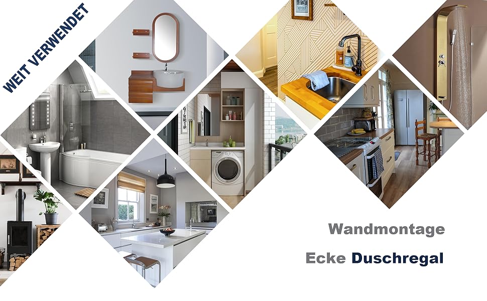 Душова полиця чорна, настінна металева полиця для ванної без свердління, кутова полиця з гачками, антикорозійна, 2 шт., матова