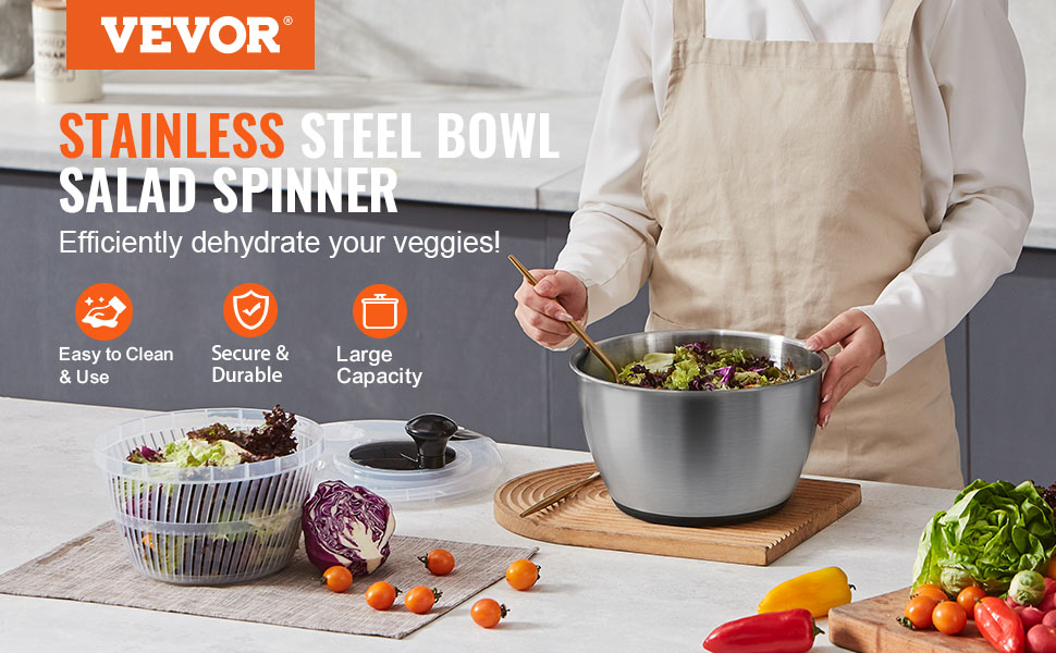 Швидка салатниця VEVOR TF901S з нержавіючої сталі SUS304, 4.5L