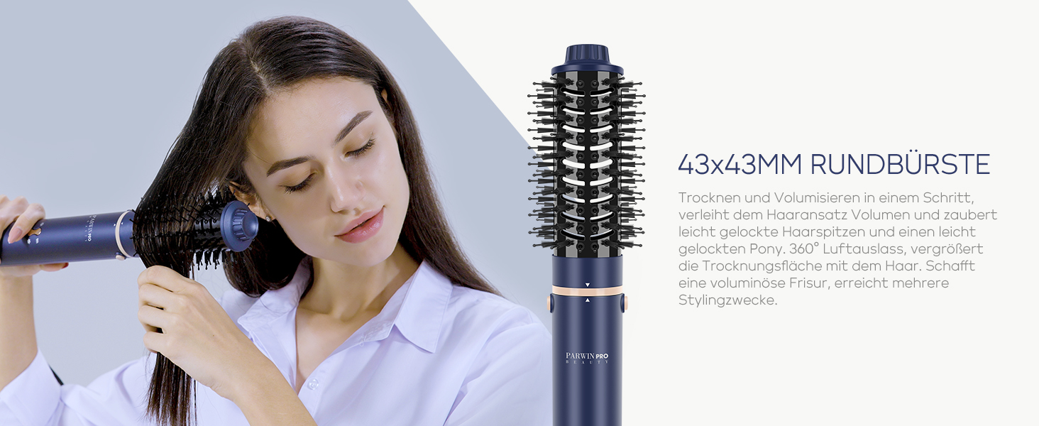 В 1 MaxAIR Styler, щітка з теплим повітрям PARWIN PRO BEAUTY, 110 000 об/хв, Сушіння/Випрямлення/Об'єм/Локони, Іонний догляд, Синій, 5