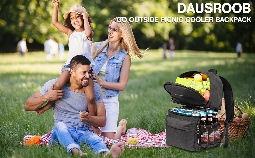 Терморюкзак 2-в-1 з ізольованою сумкою, великий об'єм, для пікніків, пляжу, походів, роботи та сімейних виїздів (24 банки), чорний