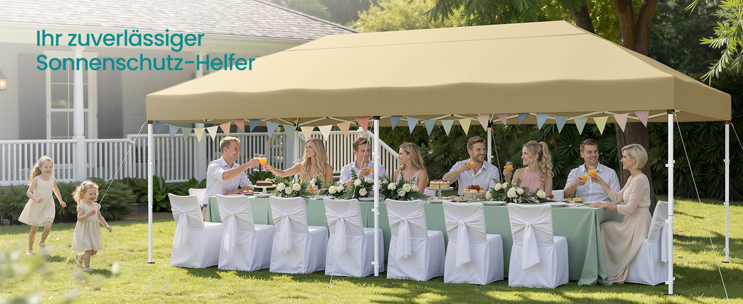 Павільйон SONGMICS 3x3 м, розкладний, для саду, відпочинку, вечірок, захист від сонця та дощу, портативний, бежевий