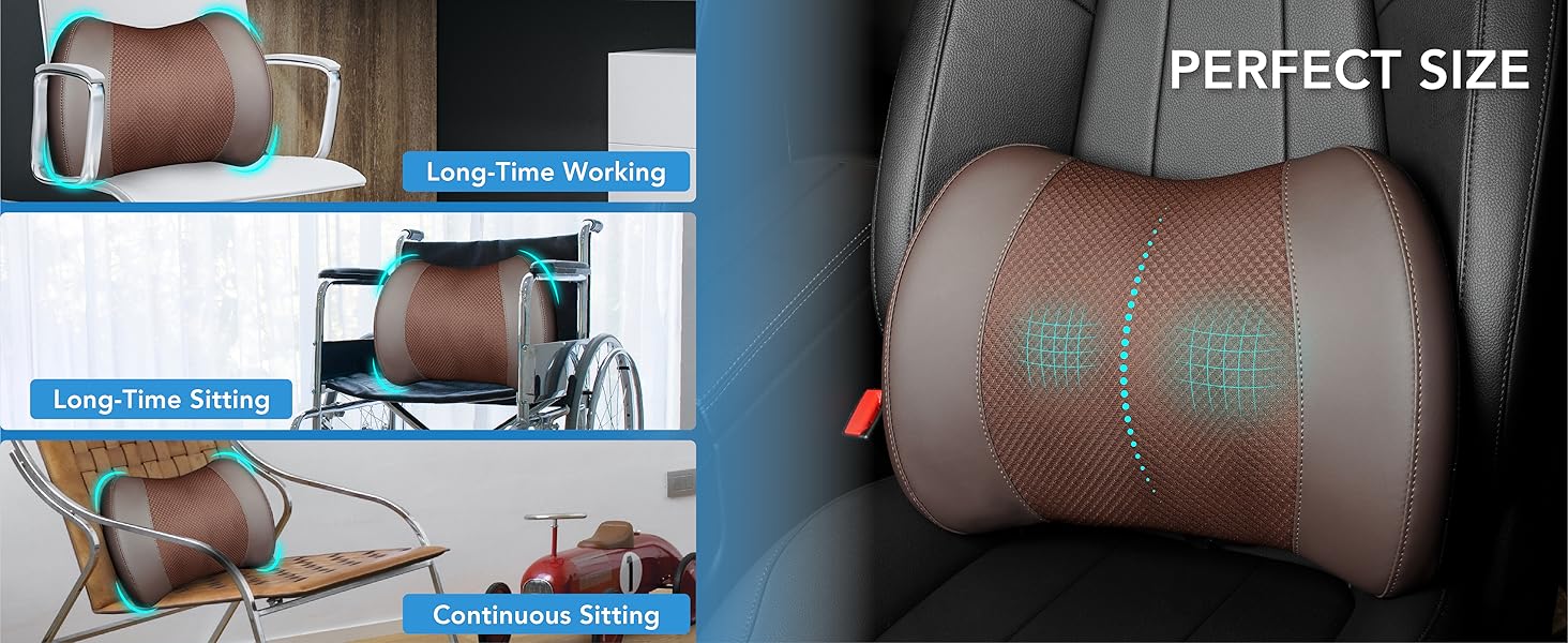 Подушка для підтримки попереку, Memory Foam, для спини, автомобіля, офісу, інвалідного візка (Коричнева)