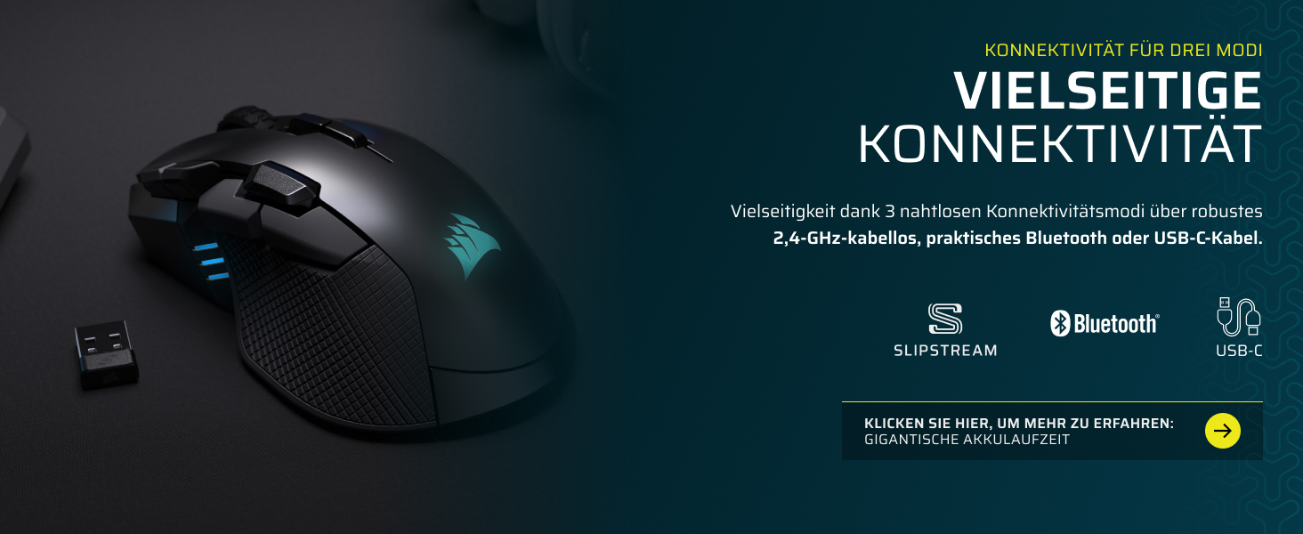 Бездротова ігрова миша Corsair IRONCLAW Wireless SE (2026) чорна: 26,000 DPI, ергономічний дизайн для великих долонь, 10 програмованих кнопок, для MOBA, FPS, MMO