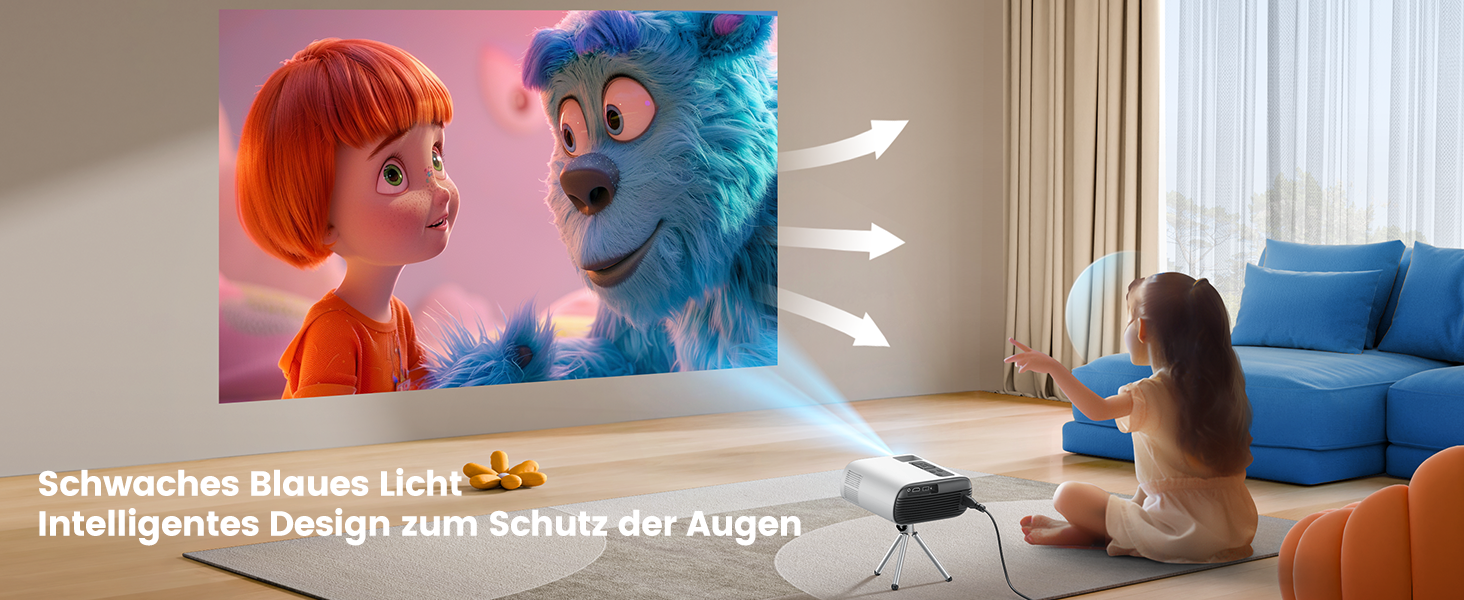 Портативний проєктор Mini Beamer 4K з підтримкою Android 13, WiFi 6, Bluetooth 5.4 та обертанням 270°. Підтримка HDMI, USB, iOS, PC. Автоматична корекція трапеції. Білий (молочний)