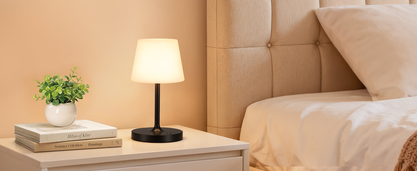 LED настільна лампа бездротова, торшер з сенсорним керуванням, регульоване освітлення, функція пам'яті, чорний колір