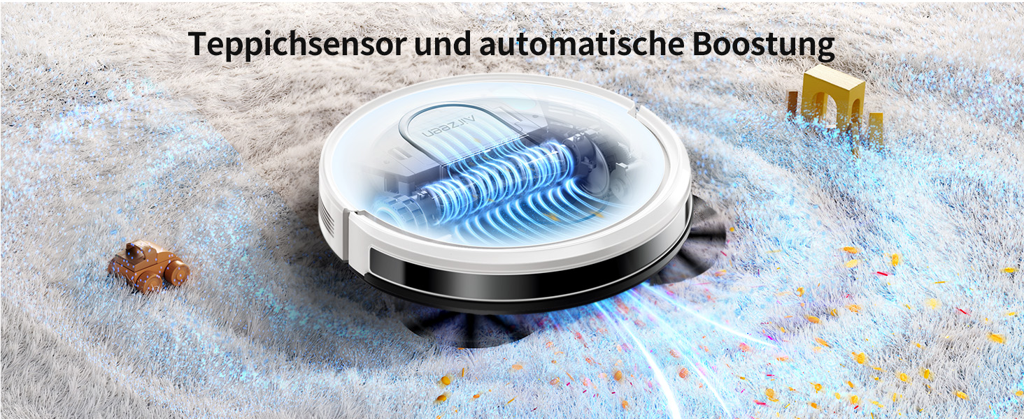 Робот-пилосос Airzeen J10 з функцією миття, 4000Pa, керування через додаток, для твердих підлог, видаляє шерсть тварин, білий