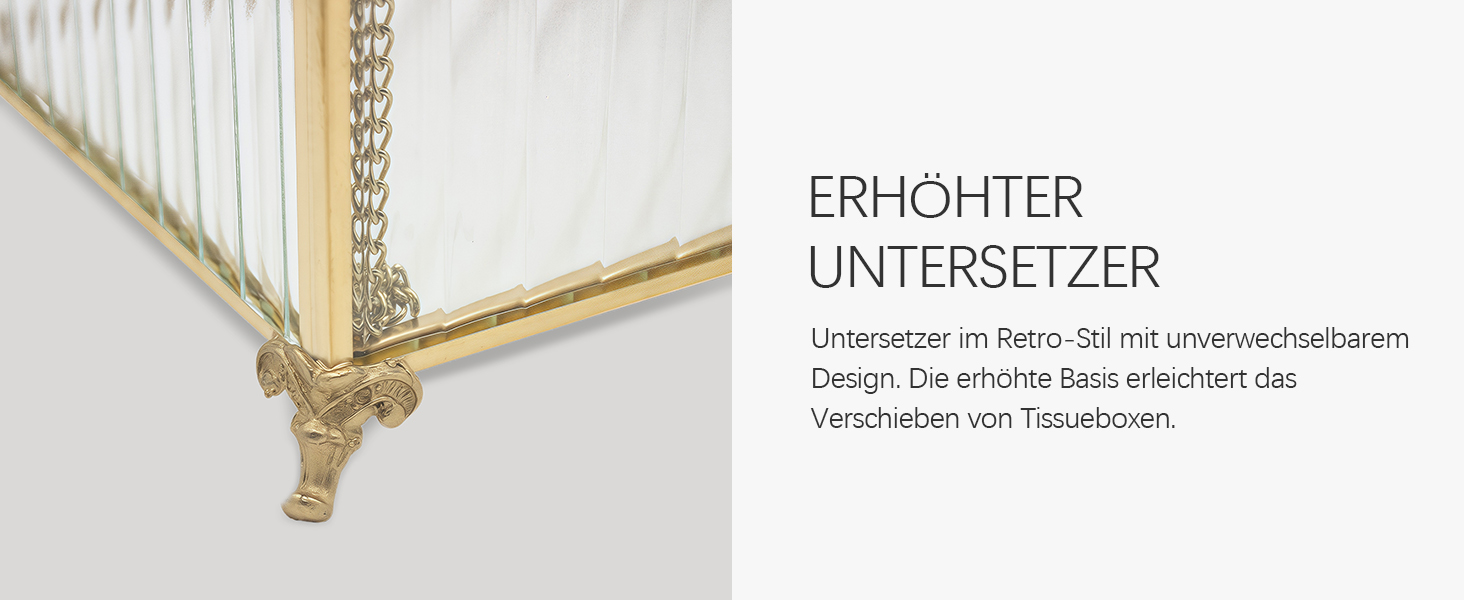 Скляна коробка для серветок SLHEQING Gold - органайзер для косметичних серветок, прямокутна модель для ванної, вітальні, спальні, офісу