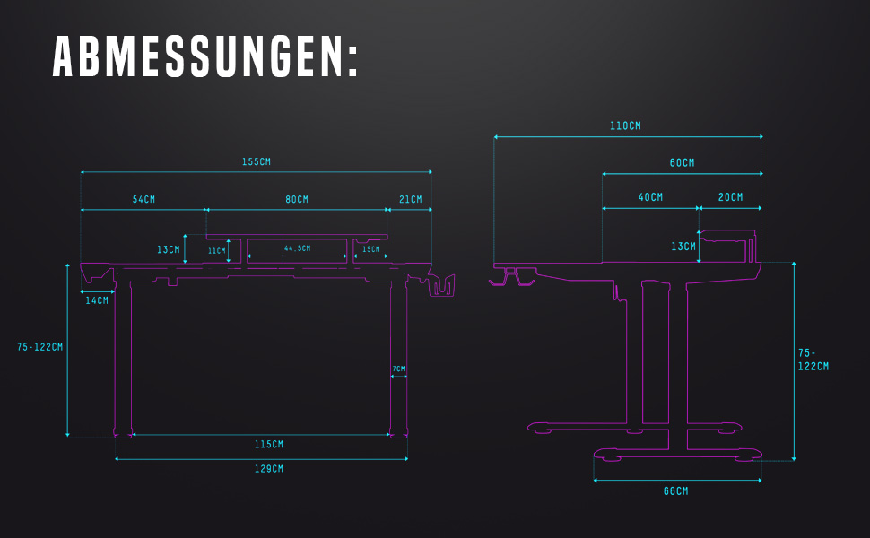 Ігровий стіл ULTRADESK Winger RGB LED L-подібний, електричний підйомний стіл для комп'ютера, білий, 155x111x60 см (лівий)