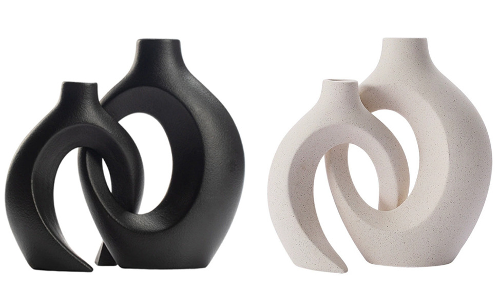Керамічна ваза SUKIYPO, 2 шт. у наборі, бежева, сучасний дизайн, для дому, офісу, декору інтер'єру