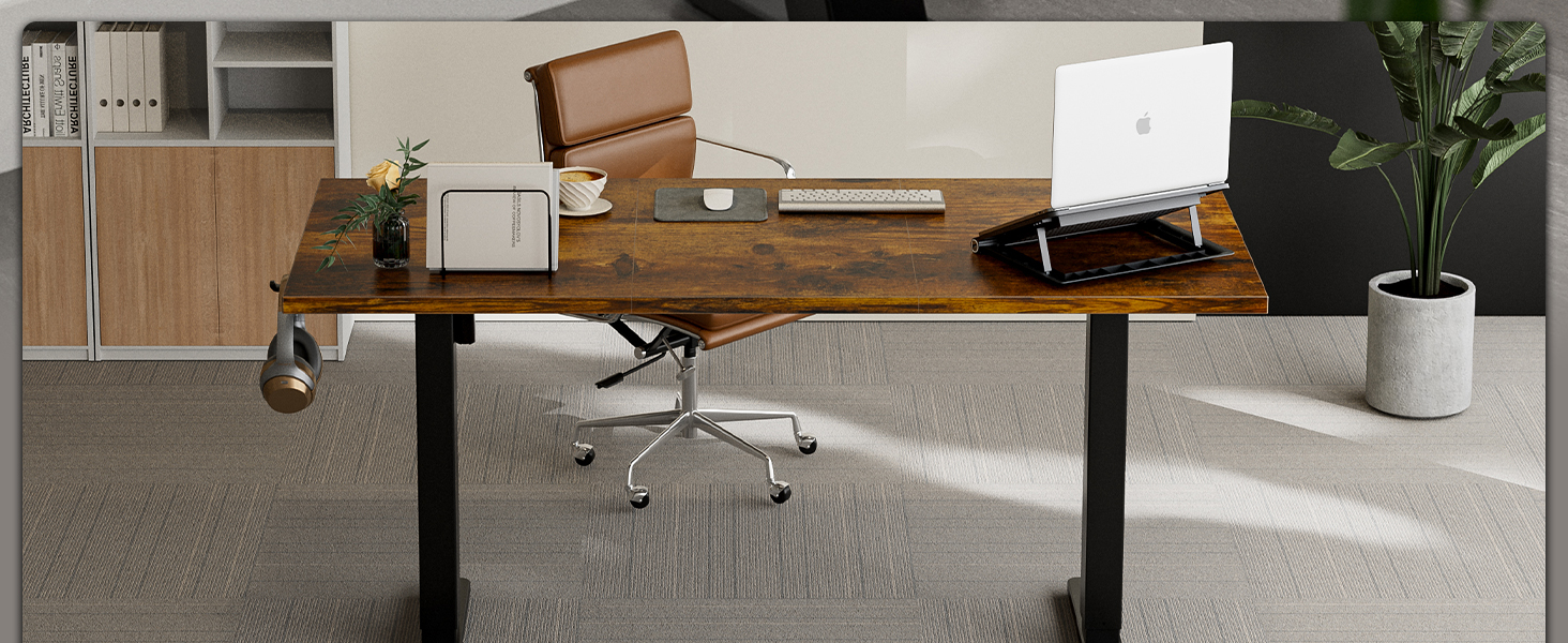 Електричний стіл з регулюванням висоти 120x60 см з функцією пам'яті, для офісу та дому. Білий колір, керування кабелями та гачки.