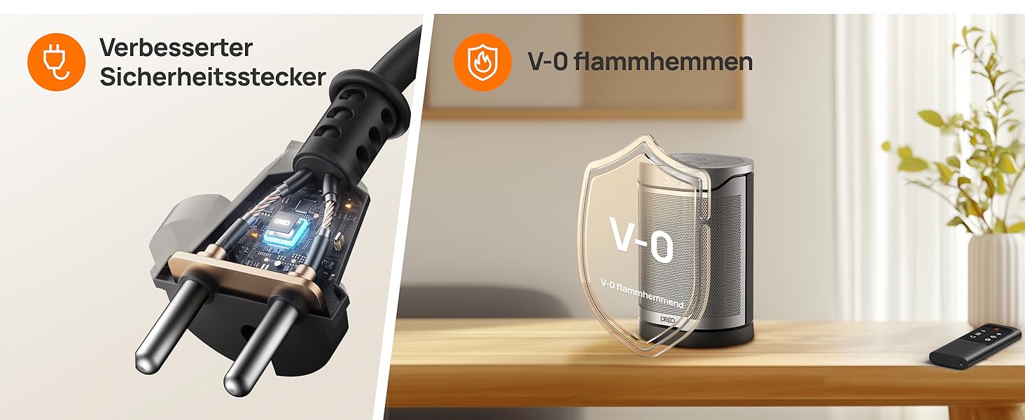 Електричний обігрівач DREO Keramikheizung 318,1500W з термостатом, захистом від перегріву та нахилу, таймером, дитячим замком, економією енергії 40%, тихий, срібний, для спальні, класичний дизайн