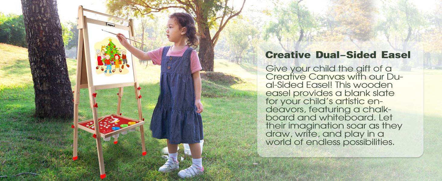 Дитяча дошка-мольберт Kramow з двома сторонами та магнітною поверхнею. Ідеальний подарунок для творчості та навчання дітей від 3 років