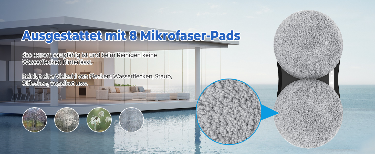 Робот для миття вікон 5600P з автоматичним розпиленням, 3 режими, інтелектуальна навігація, розпізнавання країв, пульт ДУ, система безпеки та 10 ганчірок для миття