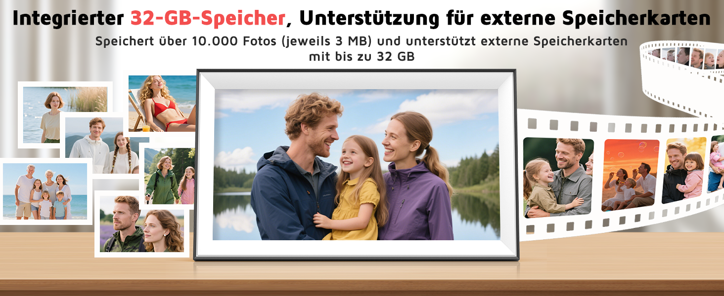 Цифровий фоторамка Hesmor 15.6 дюймів з Wi-Fi, FHD 1920*1080, IPS, сенсорний екран, 32GB, автоповорот, Frameo App