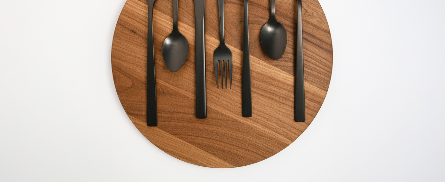 Набір столових приборів Miamio для 6 осіб (36 предметів) – нержавіюча сталь 18/10, чорний колір, придатний для миття в посудомийній машині