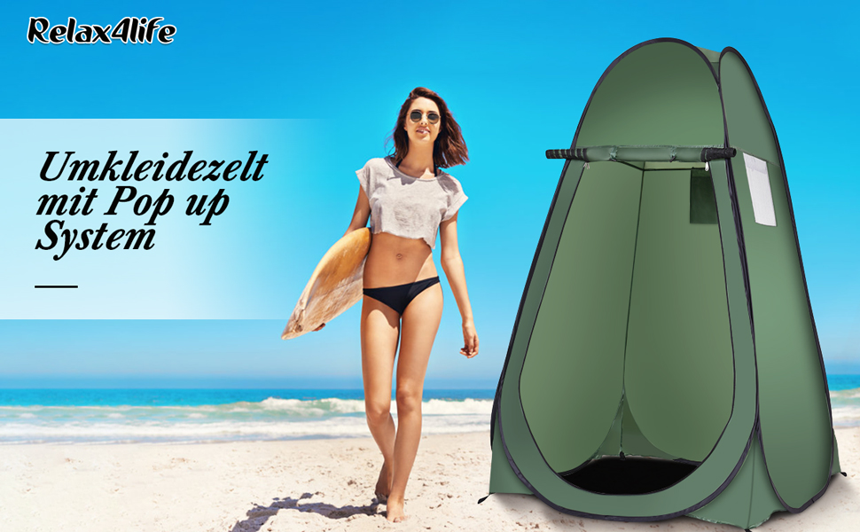 Намет-роздягальня Relax4Life Pop-up, душовий намет, туалетний намет, 120x120x190 см (зелений)