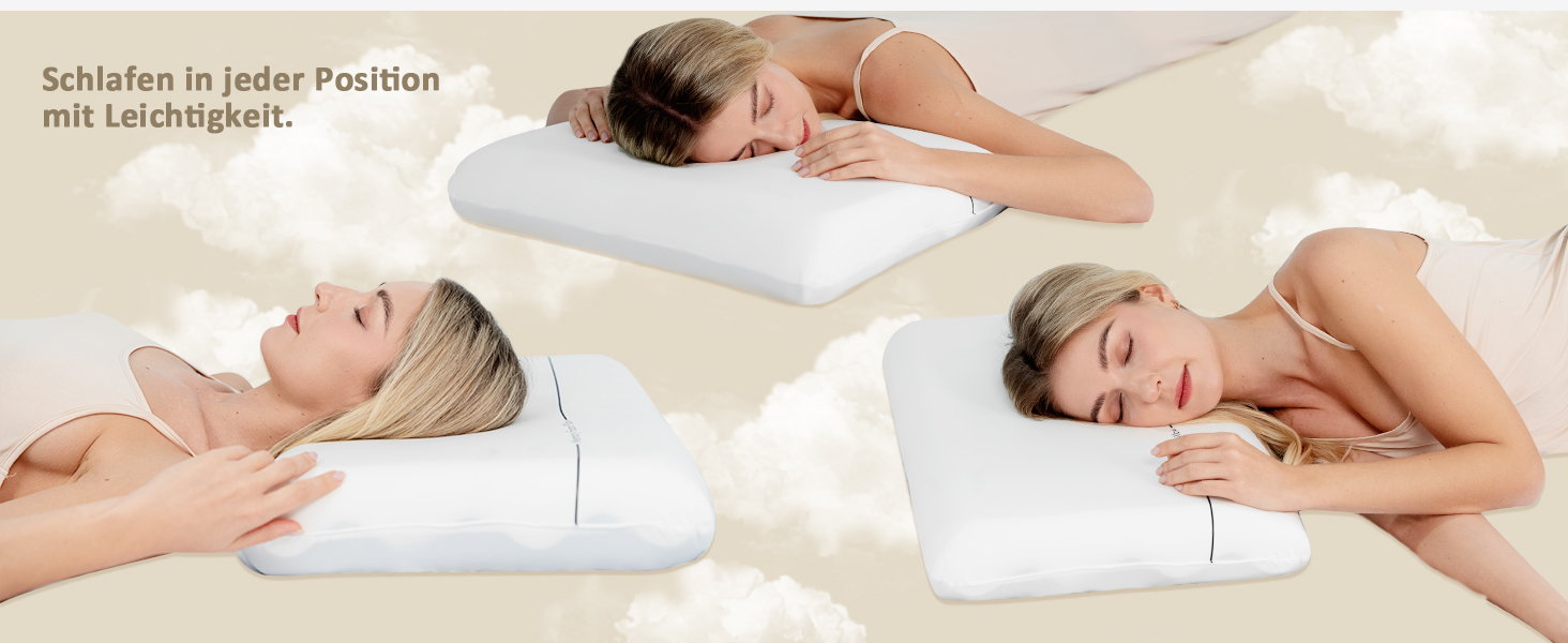 Подушка з піни Memory Foam Winthome з двостороннім регулюванням жорсткості 60x40x10 см, біла. Ортопедична подушка для сну на спині, боці та животі, сертифікат Oeko-Tex