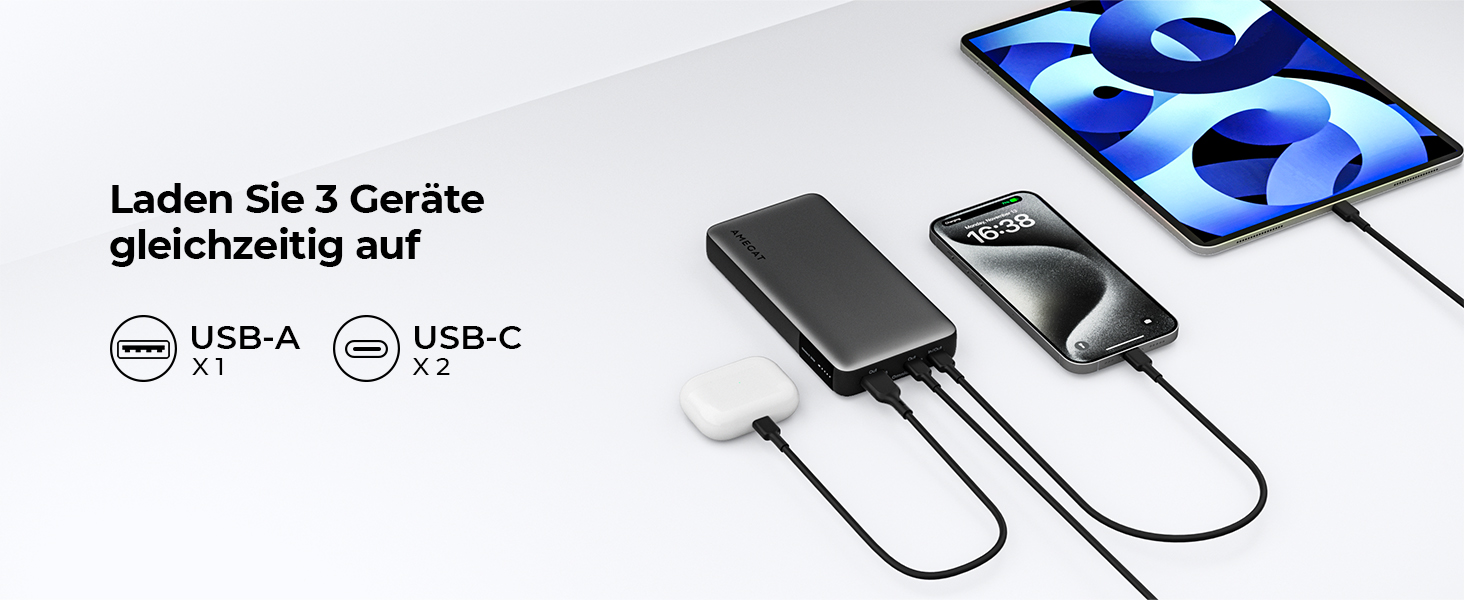 МАг, швидка зарядка 30 Вт, USB C, сумісний зі смартфонами, планшетами, ноутбуками, 20000