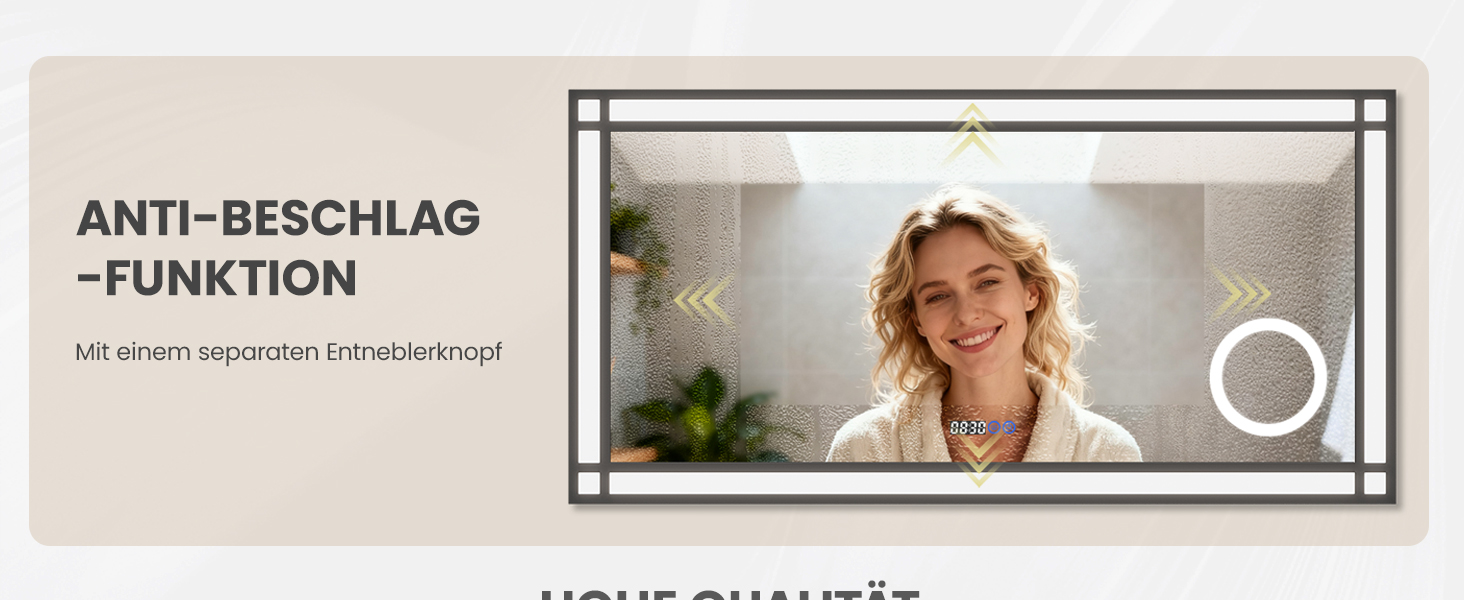 Дзеркало для ванної кімнати AQUABATOS LED з підсвічуванням 50x70 см, імітація вікна, сенсорне регулювання, протитуманне покриття, чорний алюмінієвий каркас, індустріальний стиль, холодний білий світлодіодний дзеркало