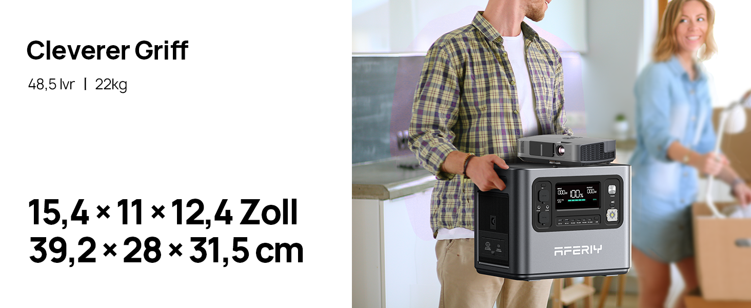 Портативна електростанція AFERIY 2400W з акумулятором LiFePO4 2048Wh, швидка зарядка 1.7 год, 13 портів, чиста синусоїда 230V, UPS, для кемпінгу та подорожей, 7 років гарантії P210