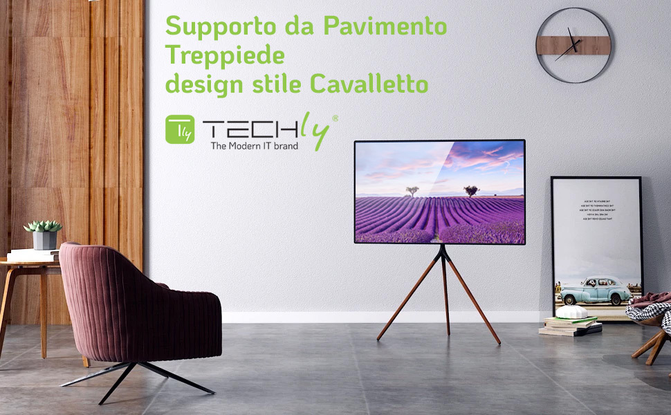 Підставка для телевізора TECHLY 107241 для LCD/LED/Plasma 49-70 дюймів, Staffelei, темний горіх