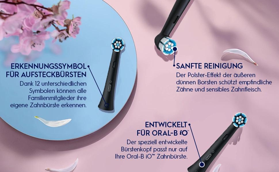 Смінні насадки для електричної зубної щітки Oral-B iO Gentle Care (ніжна чистка), чорні, 6 шт.