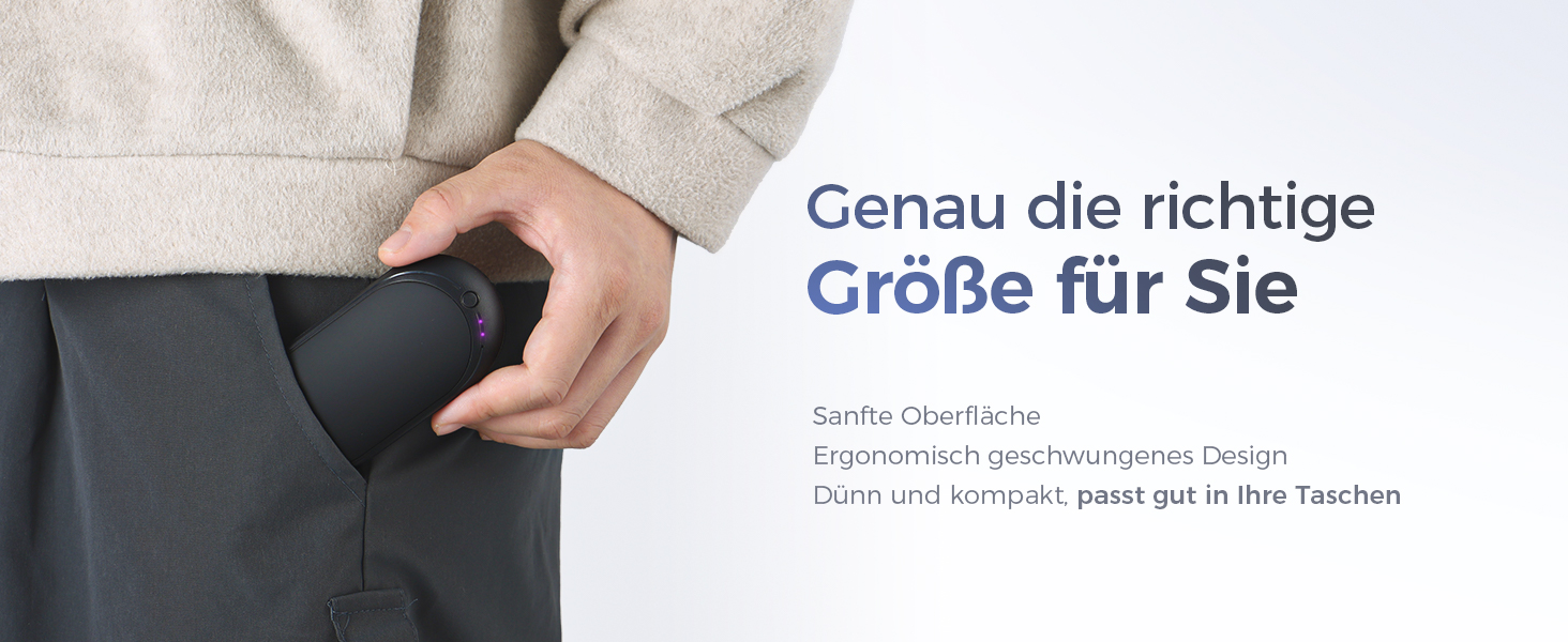 Електричний кишеньковий грір OCOOPA з 5 рівнями нагріву та 5200 mAh, до 10 годин тепла, для активного відпочинку та подарунків (чорний)